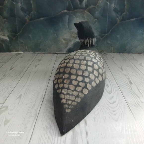 Vintage "Monk" Hand Painted Loon Duck Decorative Decoy Red Eyes GUC - Picture 2 of 7